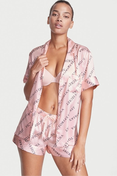 Victoria's Secret Satin Kort Pyjamas Lyserød | DK-164IFJD